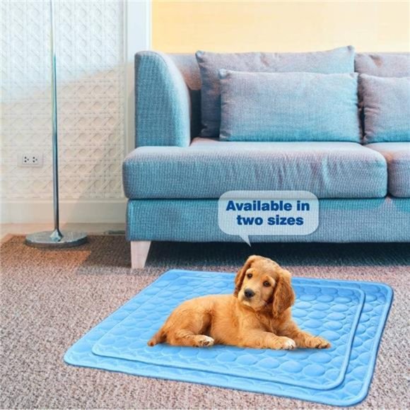 Washable Dog Cooling Mat Ice Silk Pet Self Cooling Pad Blanket (40x28 in, Blue) - Picture 4 of 6